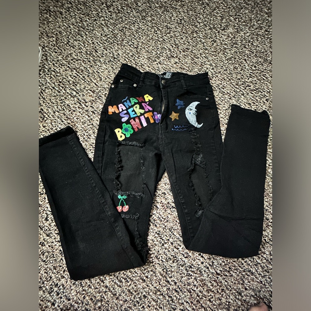 Jeans negro stretch size 8 Fashion Nova custom.